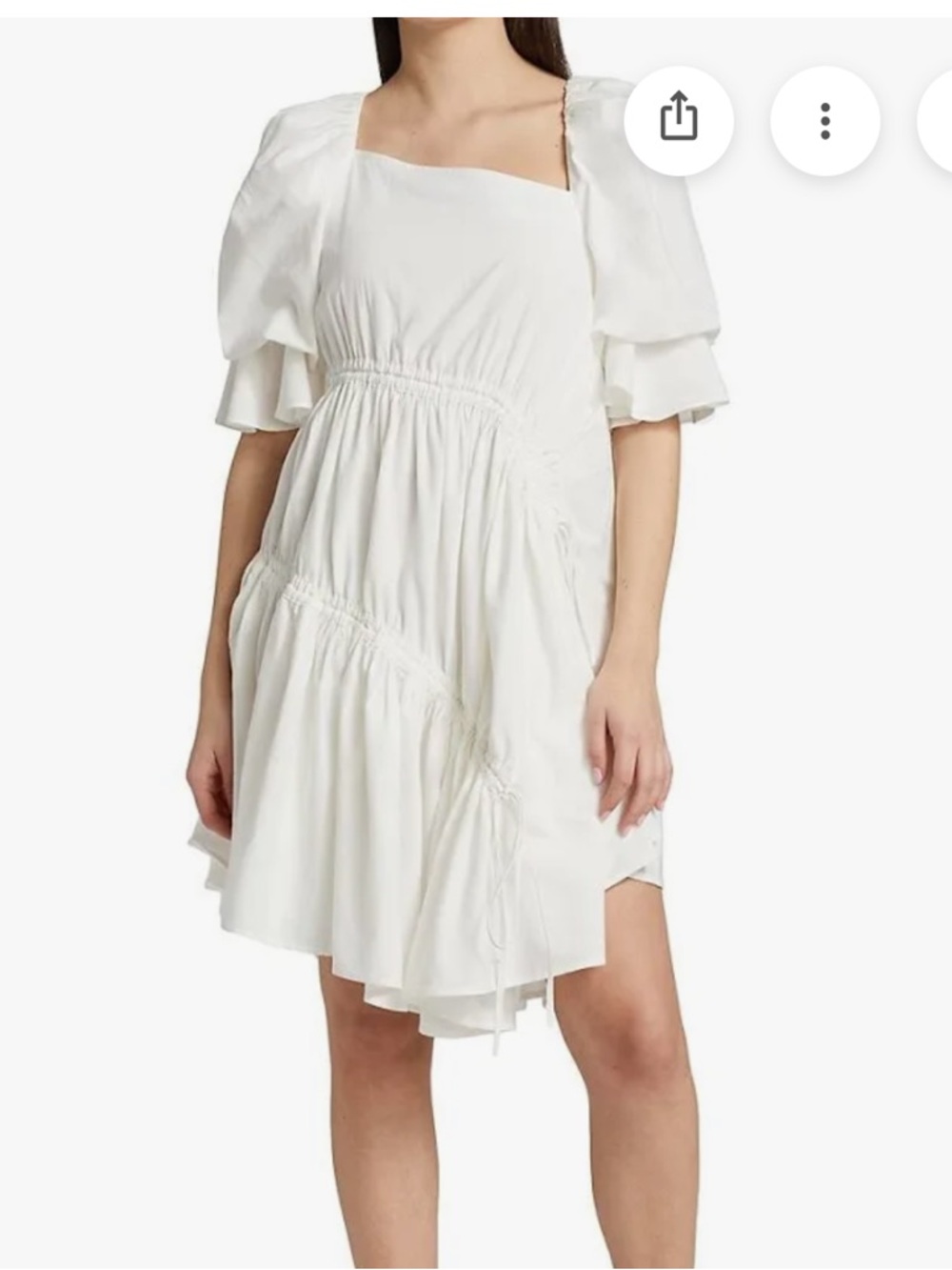 Moon River Women’s Asymmetrical Ruched Flutter Dress